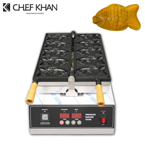 [CHEFKHAN] [쉐프칸] 큰붕어빵 왕붕어빵기계 페스츄리붕어 디지털 1구 5P